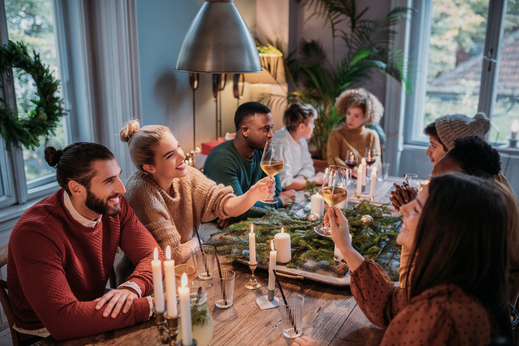 home gathering with friends dinner extra guests using stools