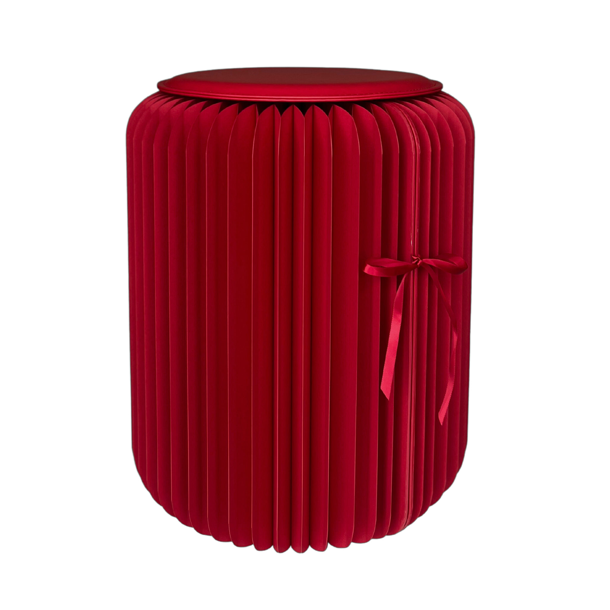 red unfolded round stool with ruban eco-friendly 