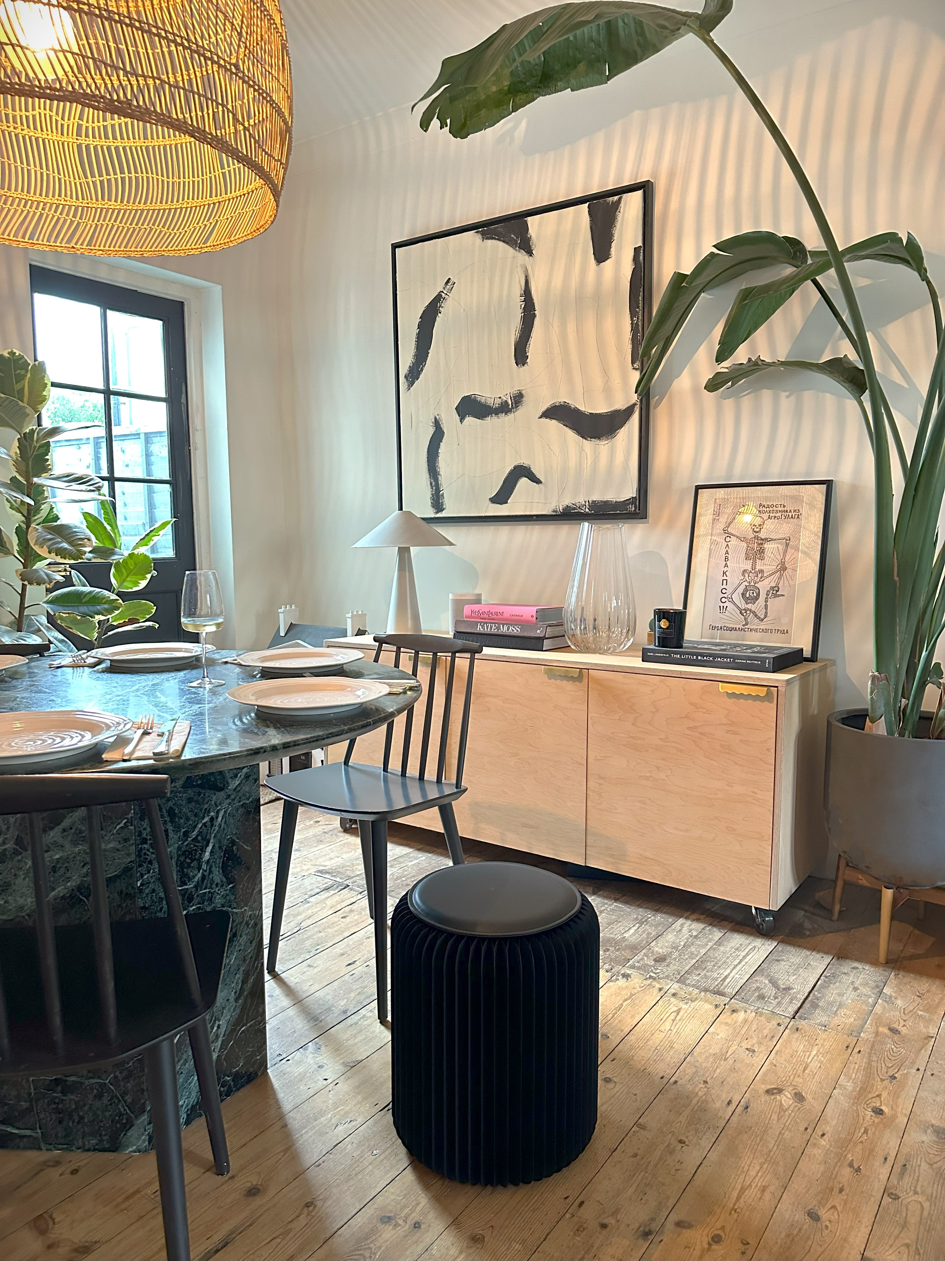 origami lounge foldable stool dinner guests seat black