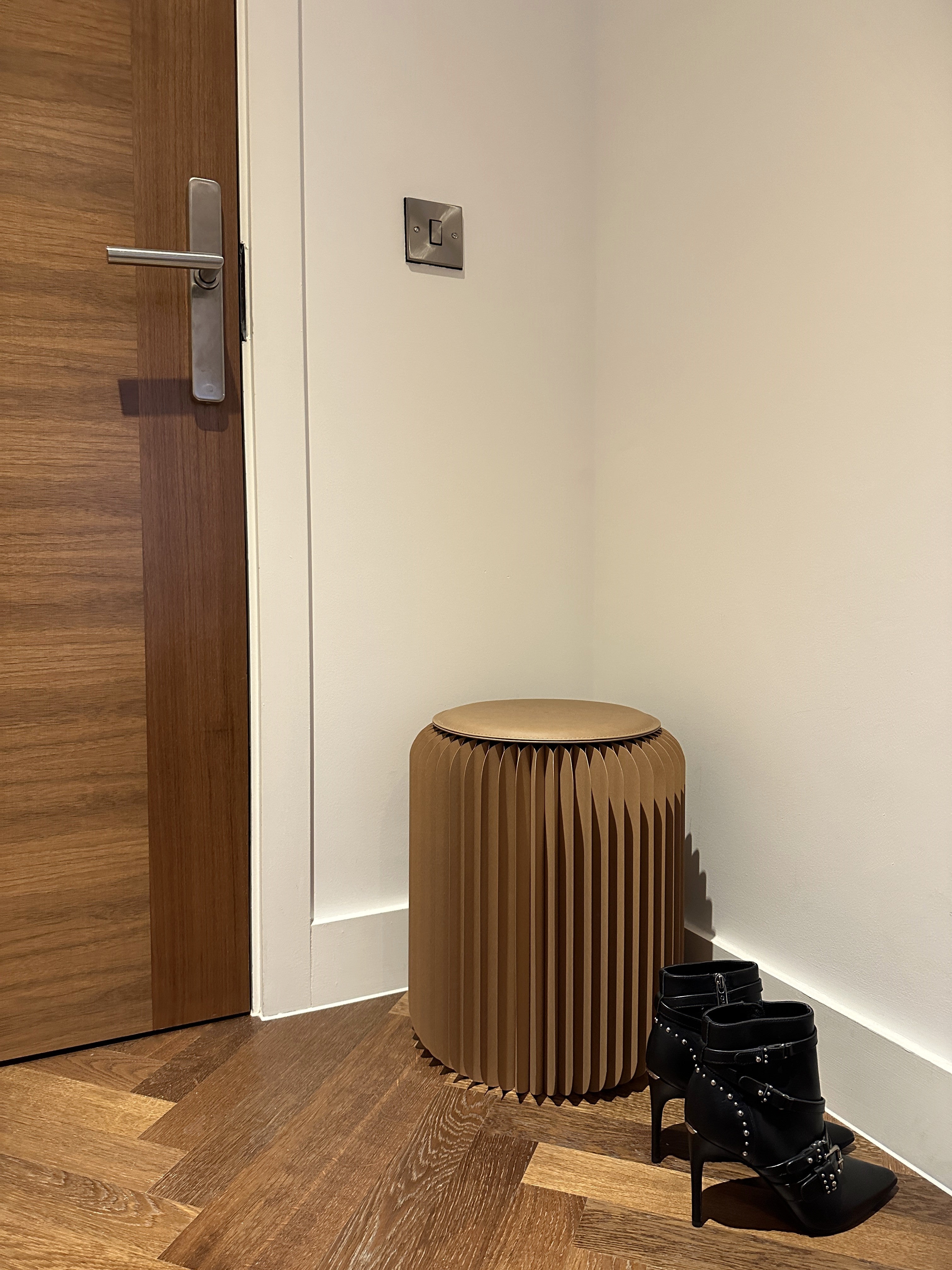 origami lounge foldable stool entryway seat shoes brown