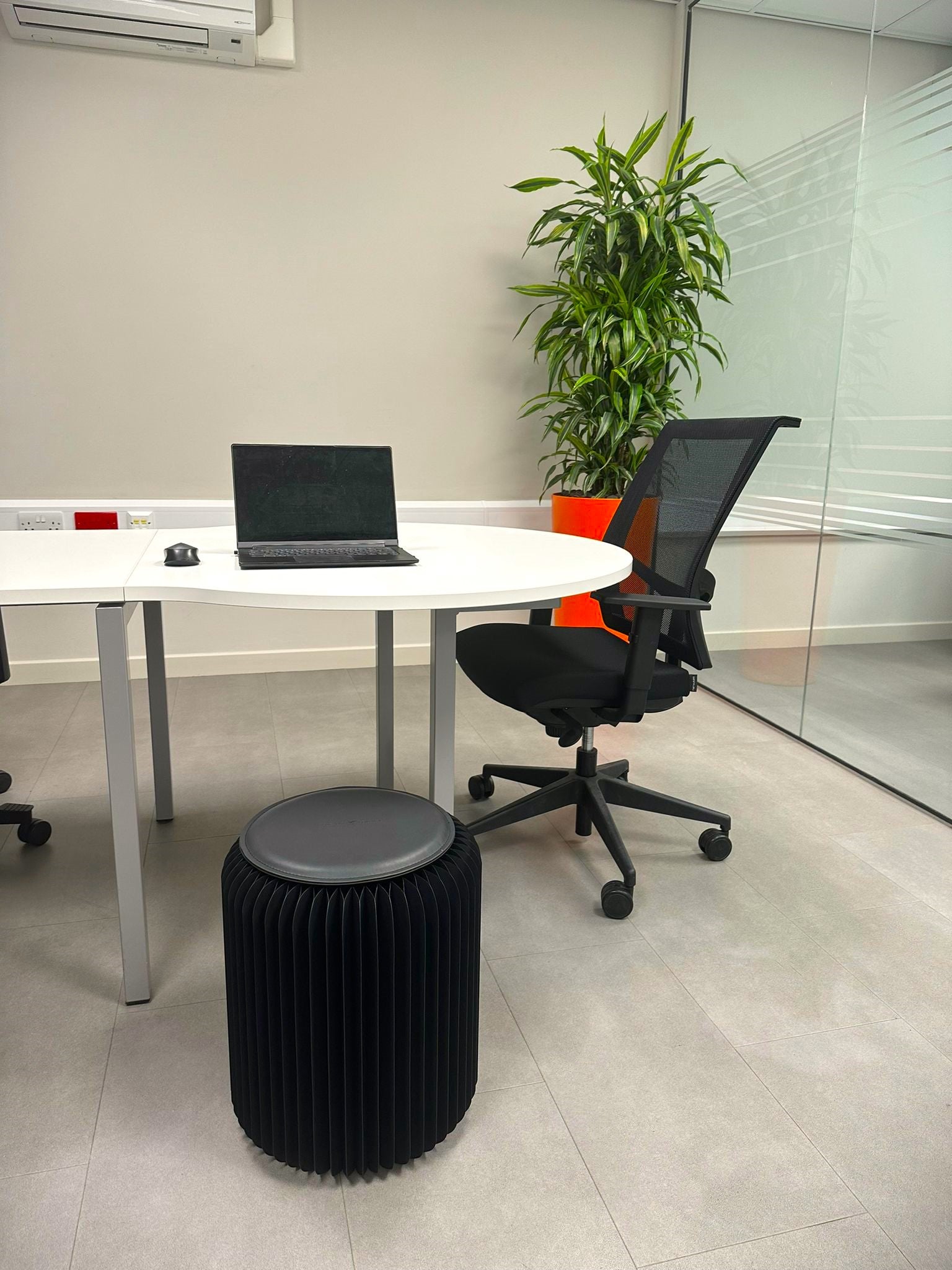 origami lounge foldable stool use as office seat black