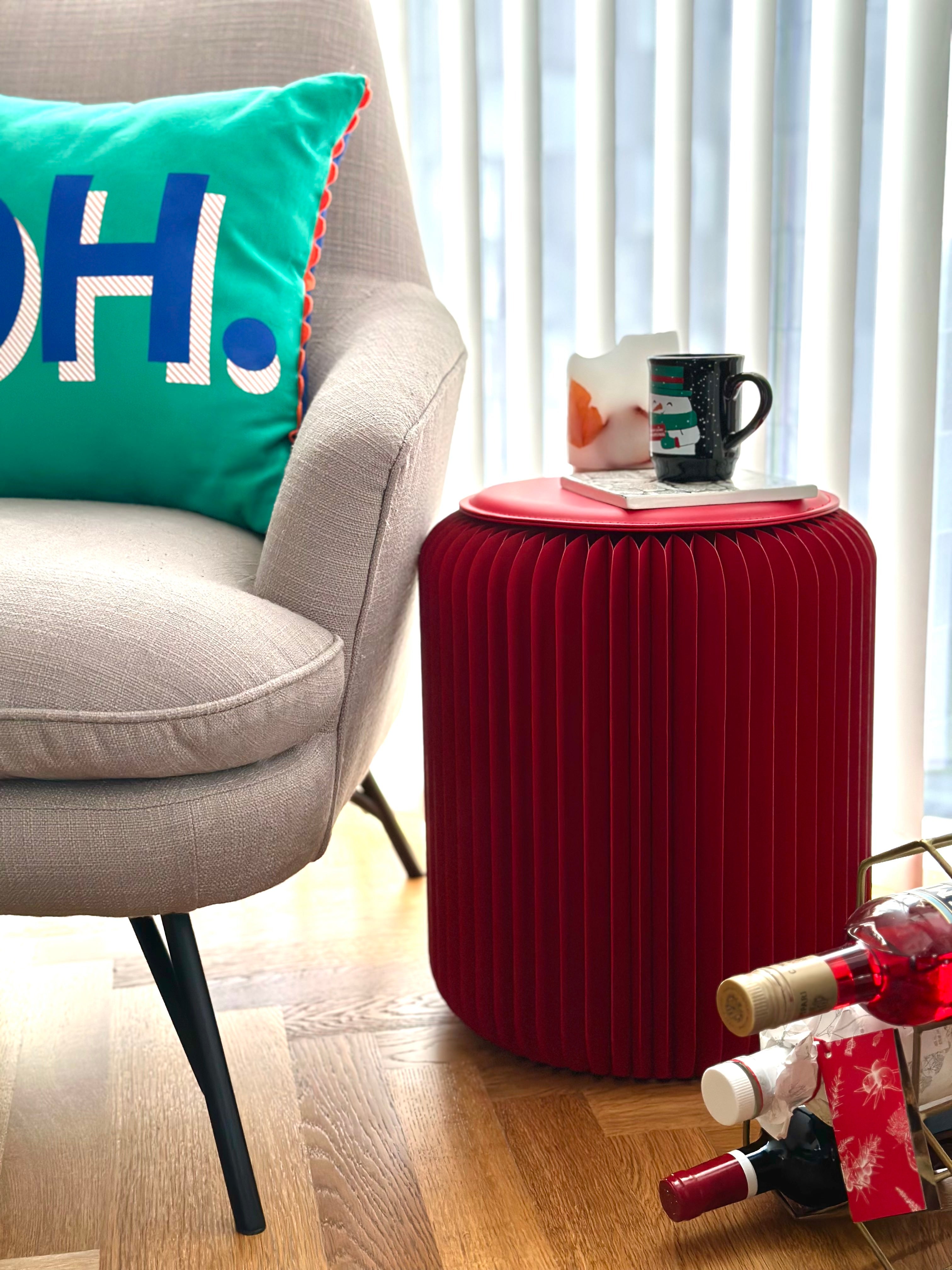 origami lounge foldable stool used as side table living room red