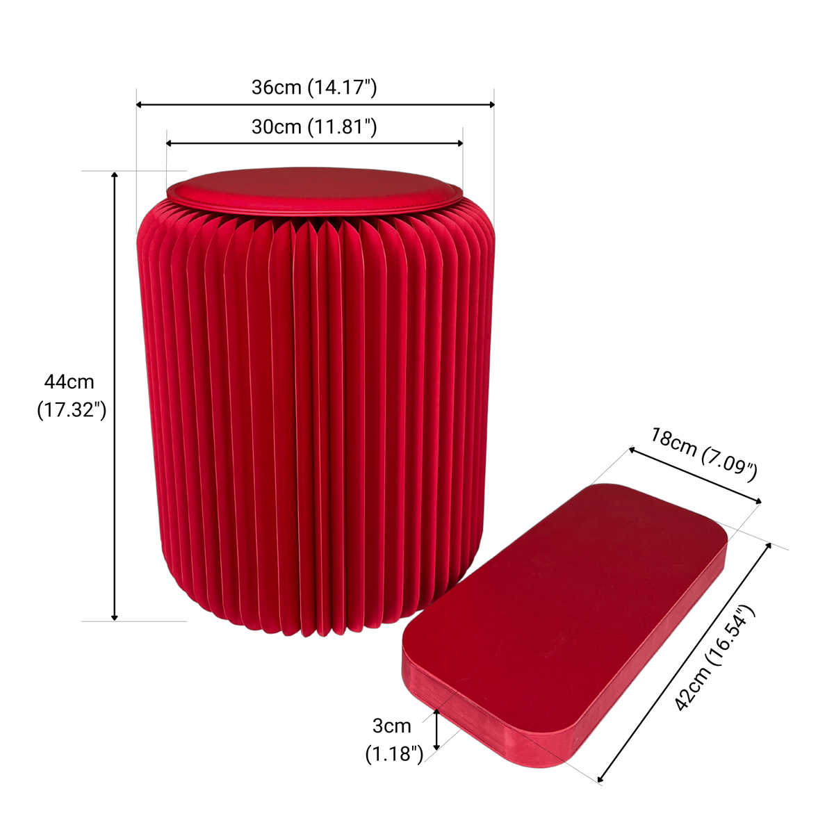 Premium Eco-friendly Folding Stool - Origami Lounge - Red