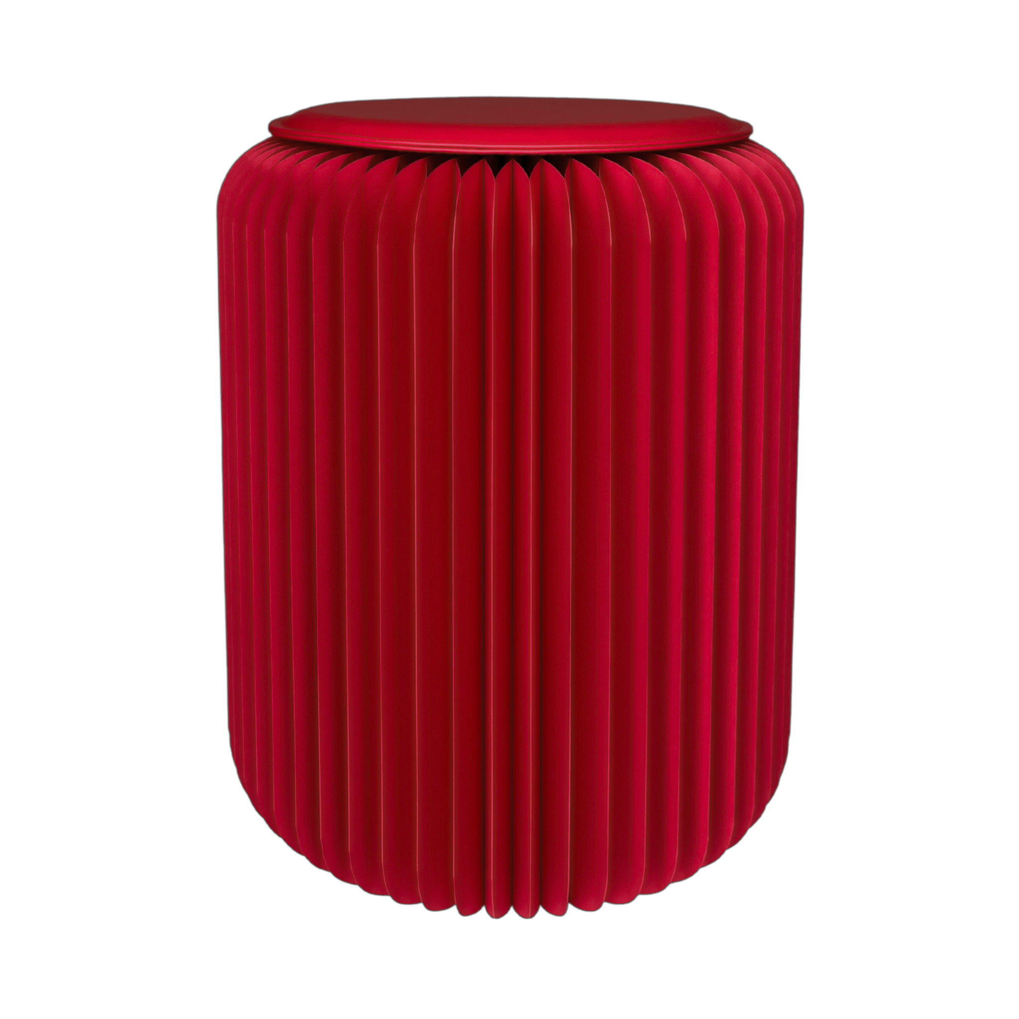 red unfolded eco-friendly round stool with leather cushion