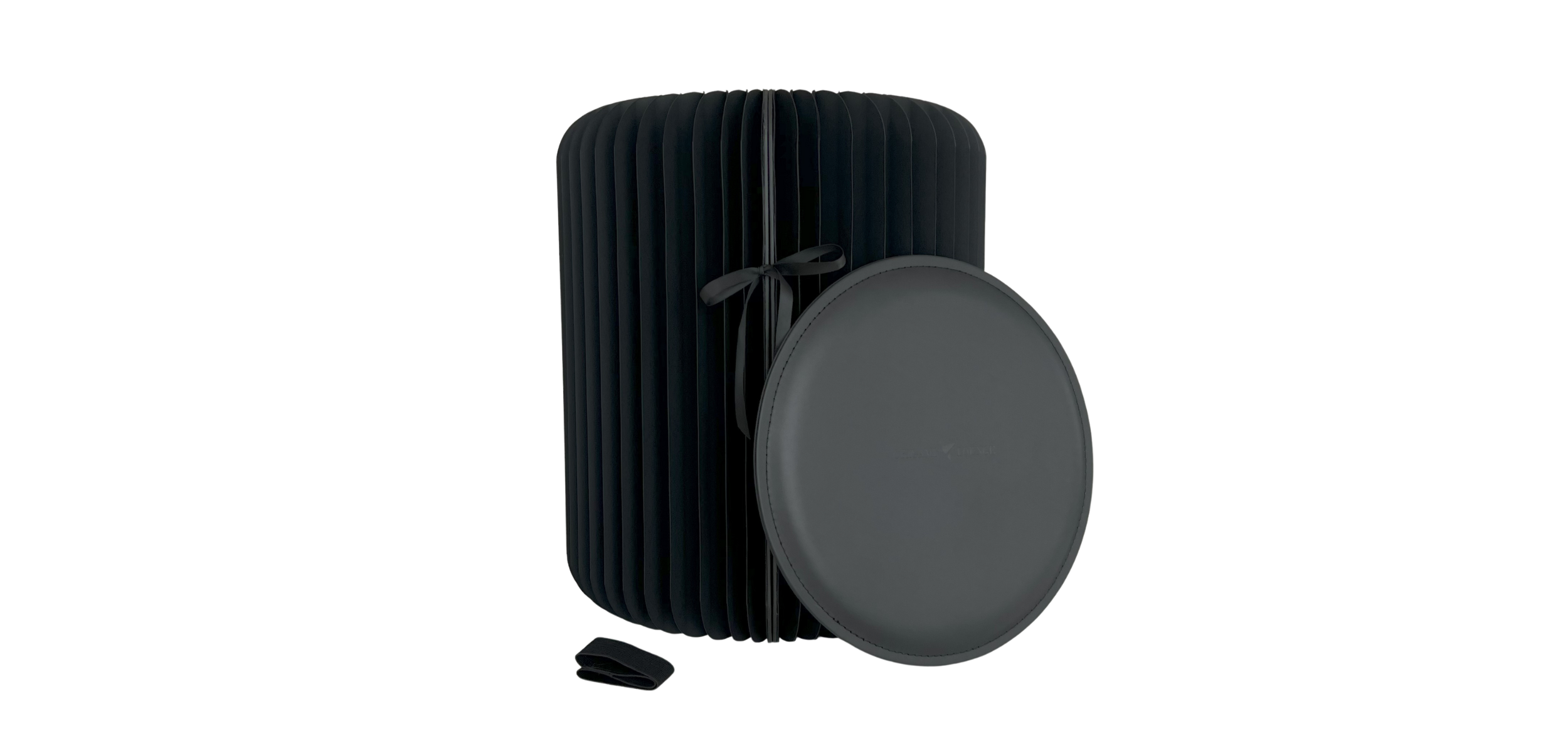 unfolded black stool leather cushion ribbon elastic premium details