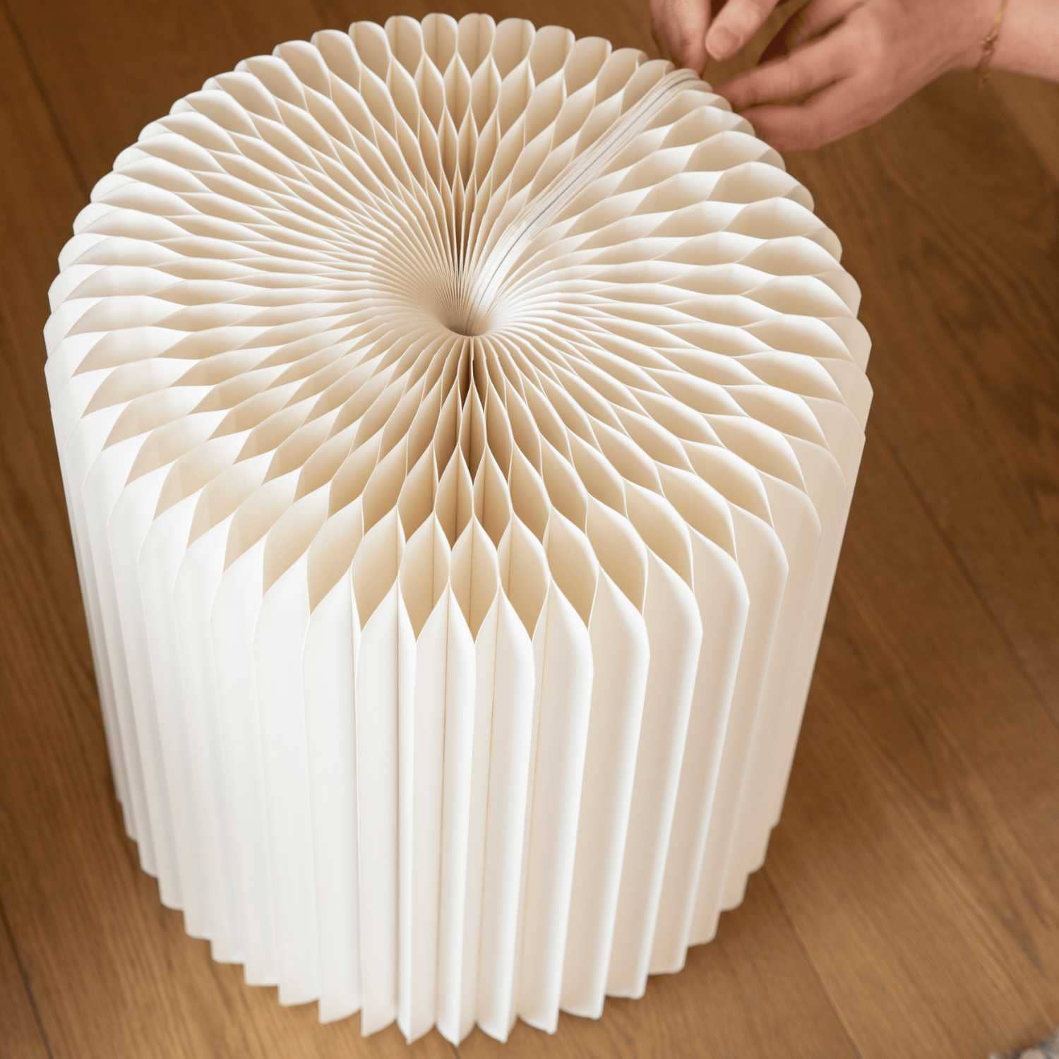 step 3 stool white unfolded honeycomb design visible